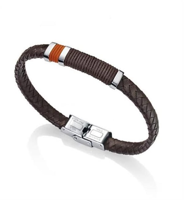 Armband - Viceroy - Heat 6453P01011 - Brun flätad läder - Stål - Längd 21,5 cm