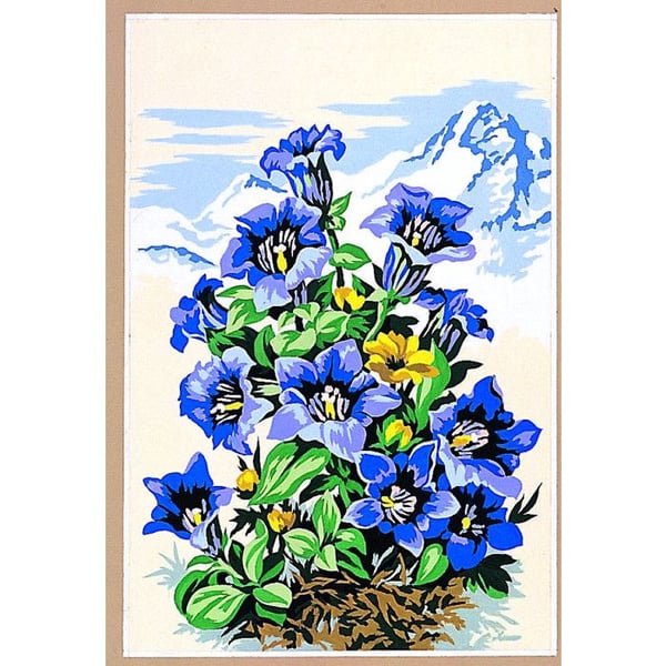 Antik duk Violetts fjällblommor 30x40cm