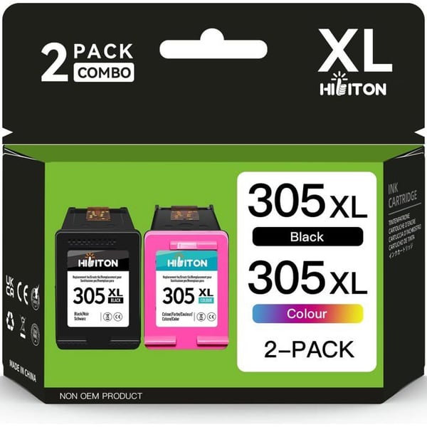 305 Kartusch XL Svart och Färg, Bläckpatron 305 Kompatibel med Patron Hp 305, 305XL Bläckpatroner 305 för 2[YE360]