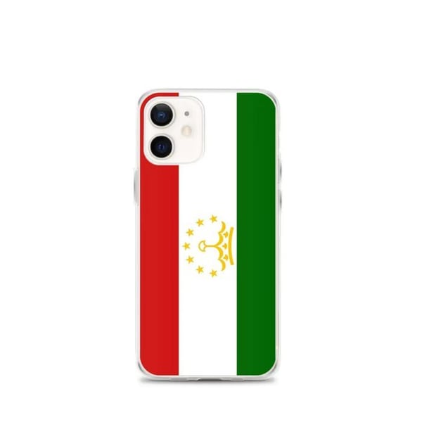 Telefonfodral – Tadzjikistans flagga – Kompatibel med iPhone 12 mini – Flexibelt fodral – Stöttåligt och krockbeständigt - Silikon - Pixelforma