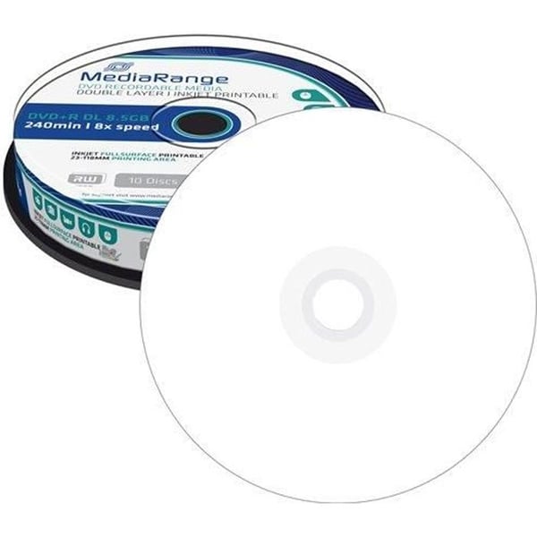 MediaRange - DVD+R DL 8.5 GB 8x - Inkjet printbar - Spindle