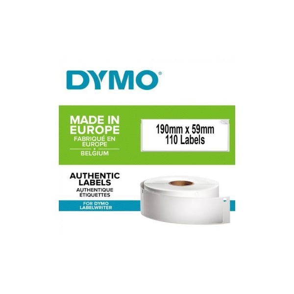 DYMO LabelWriter Box med 1 rulle med 110 vita etiketter Bred ryggpärm 59 mm x 190 mm