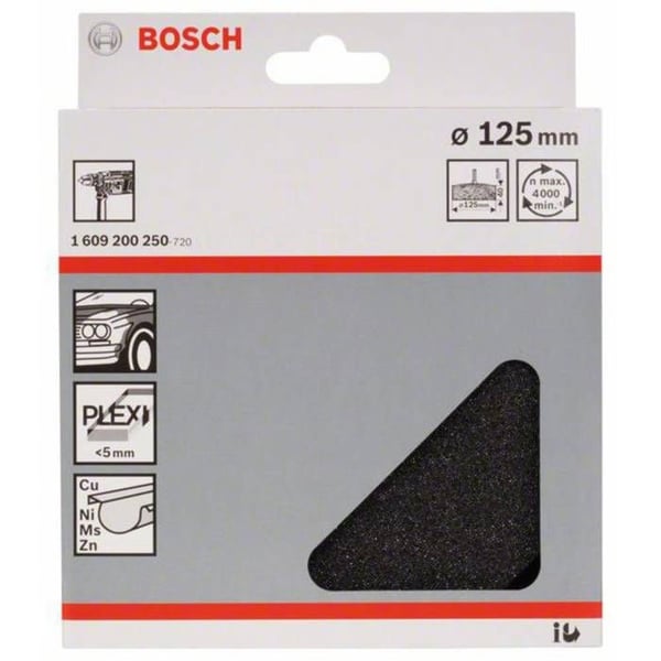 Polersvamp - BOSCH - 125 mm - Skum på gummiplatta - Poleringstillbehör