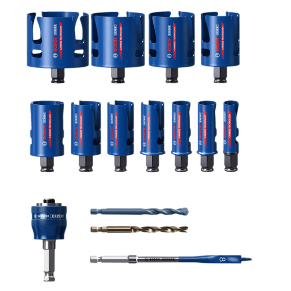 BOSCH PROFESSIONAL - EXPERT Konstruktion Material Power Change Plus 6 20 till 60 mm - 15 delar hålsågsset