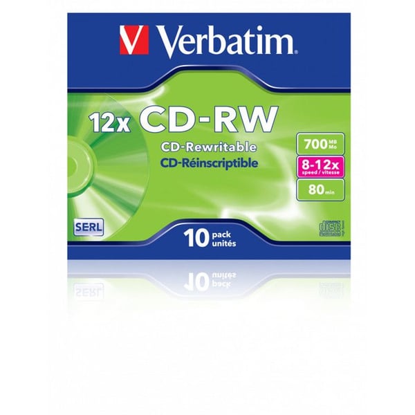 CD-RW - Verbatim - 12x - 700 MB - 10 stycken - Smyckeskrin