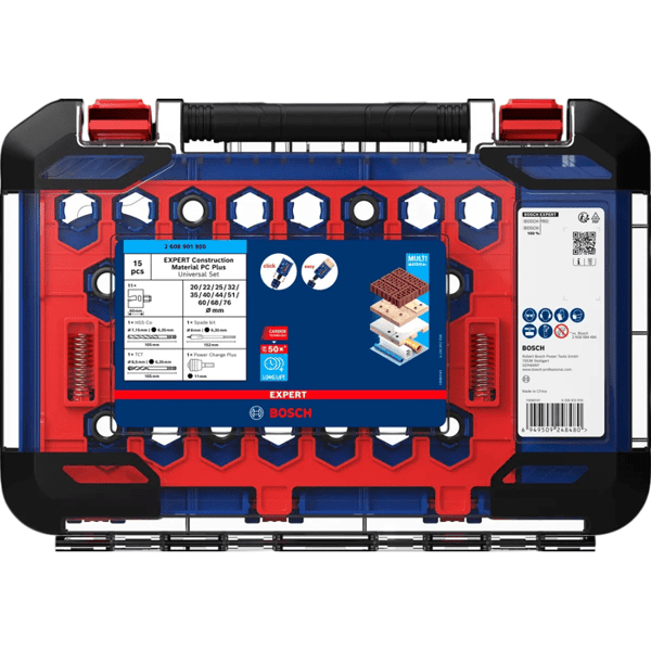 BOSCH PROFESSIONAL - EXPERT Konstruktion Material Power Change Plus 6 20 till 60 mm - 15 delar hålsågsset
