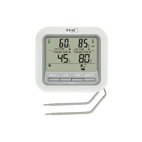 Digital termometer för grill - TFA Dostmann - Dubbel sond - Temperaturområde -10°C till 300°C - Larm