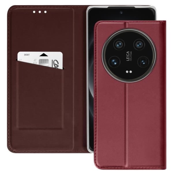 Smartphonefoder - AVIZAR - Xiaomi 14 Ultra - Magnetlock - Kortplats - Röd