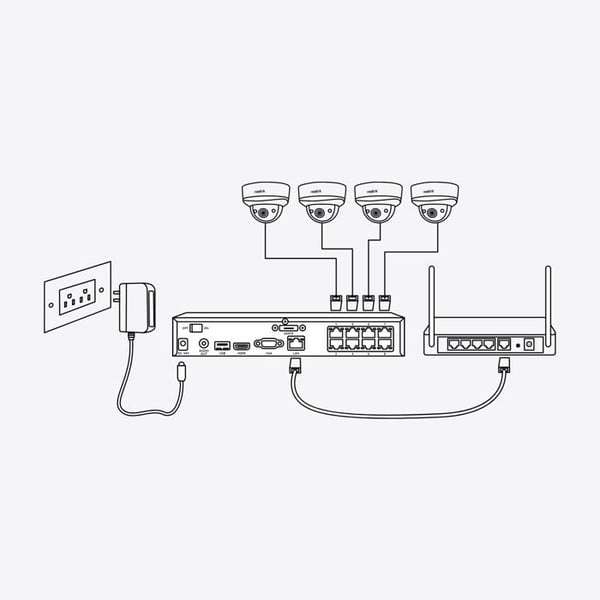 Reolink NVS8-5MD4 Kit för övervakning 8 Kanaler 4 Dome-kameror 5MP NVR PoE 2TB
