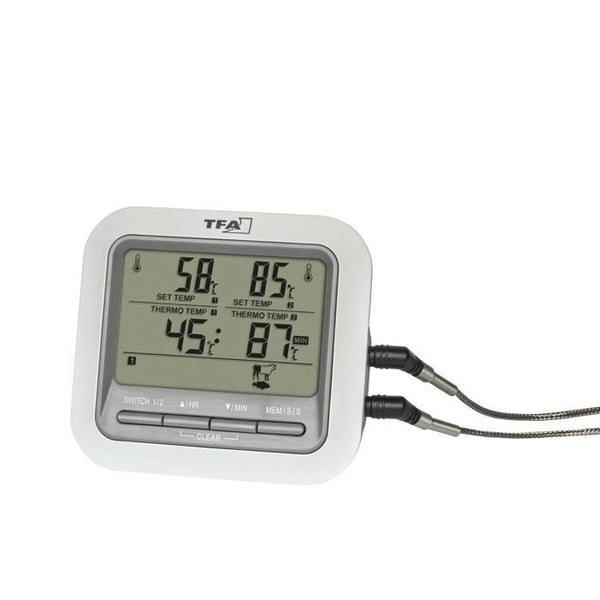 Digital termometer för grill - TFA Dostmann - Dubbel sond - Temperaturområde -10°C till 300°C - Larm