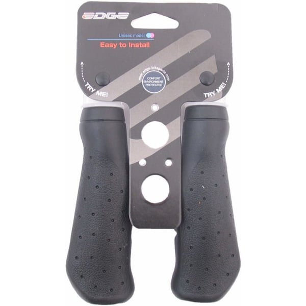 Ergonomiska cykelhandtag - Edge - Ergo Basic 135 mm - Gummi - Svart - Styrets diameter 22 mm - Längd 135 mm