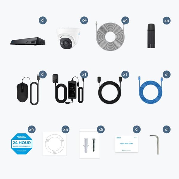 Reolink NVS8-5MD4 Kit för övervakning 8 Kanaler 4 Dome-kameror 5MP NVR PoE 2TB