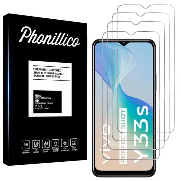 Film för skärm skydd - Phonillico - Vivo Y33S - Paket med 4 - Härdat glas - Repbeständig