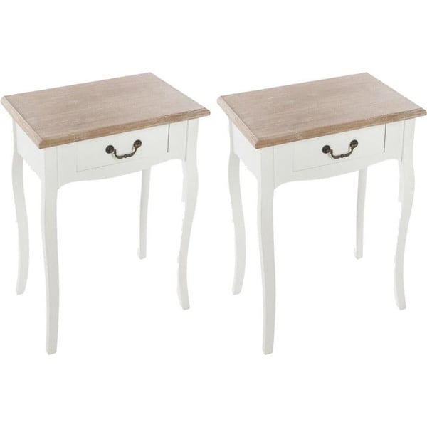 Set med 2 Atmosphera "Chrysta" 1-lådors sängbord - Vit