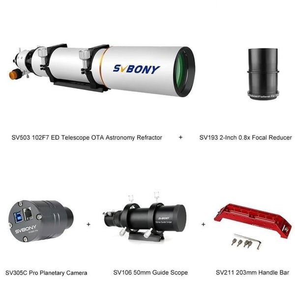 SVBONY SV503 102ED Teleskop för astrofotografi, Professionell planetkamera SV305C, Teleskop OTA