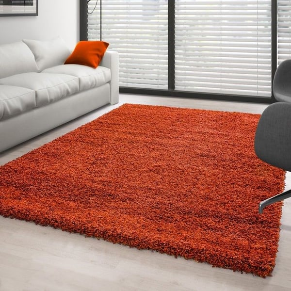 Melis Home Matta i storlek färg Terracotta 160 x 230 cm Shaggy mjuk och fluffig 30 mm för Vardagsrum och Sovrum