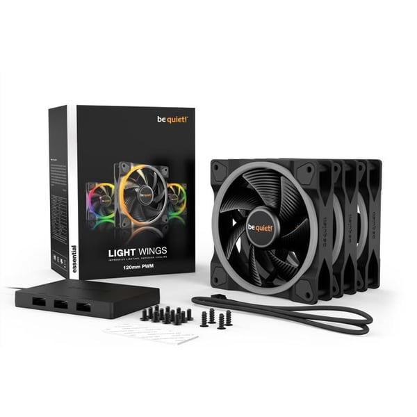 Fläkt - be quiet! - Light Wings ARGB - Trippelpaket - 120mm - Svart - PWM