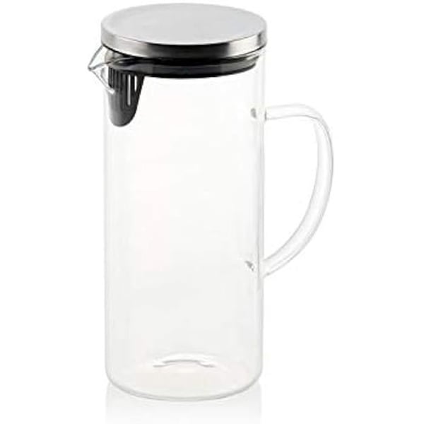 Glaskaraff - ANDREA HOUSE - Andrea modell - 1,5 L - Svart och silver lock - Integrerat filter