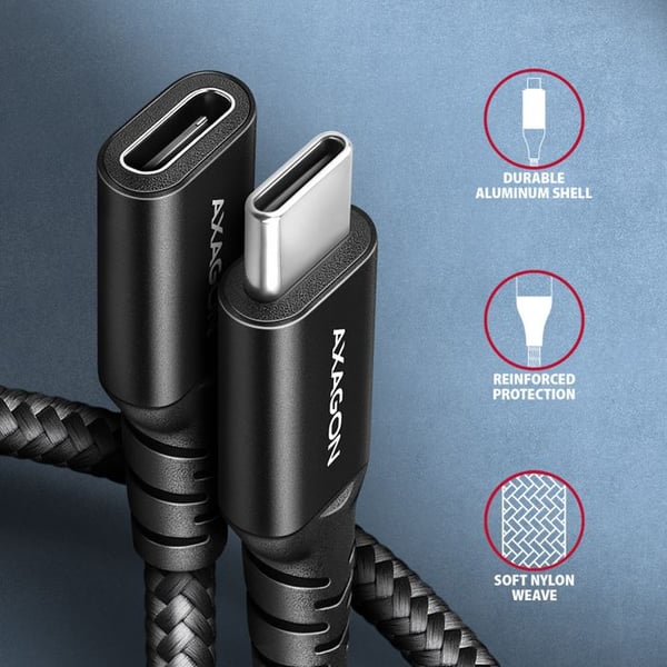 USB-C til USB-C kabel - AXAGON - BUCM32-CF15AB - 20 Gbps - USB 3.2 Gen 2 - Sort