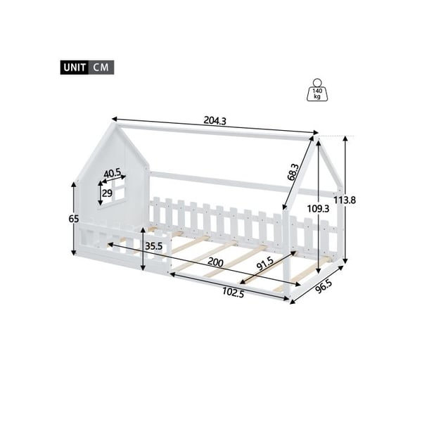 Barneseng - MUVOE - 90x200cm - Maison design - Hvid - Nem montering