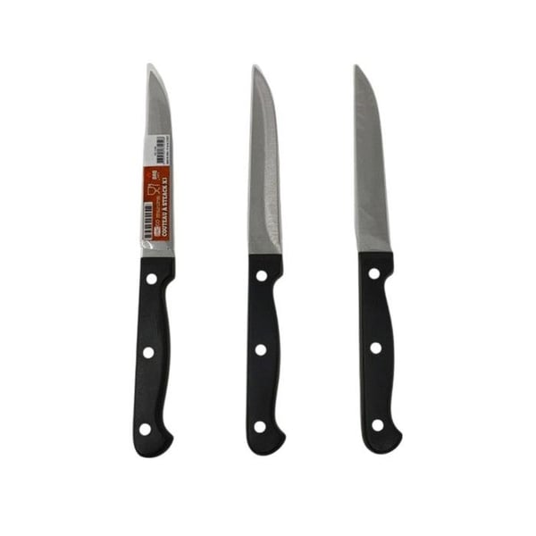 Steakknivar - Ej specificerat - Set om 3 - Rostfritt stål - Slät blad 11 cm - Ergonomisk