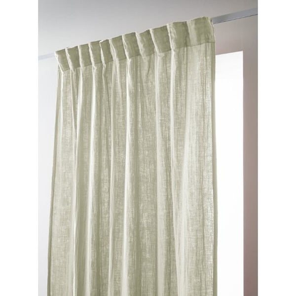 Set med 2 gardiner med rynkband "Gaïa" 140 x 240 cm "Gaze de Coton" - Gaia Vattenmelon - 2 paneler 140 x 240 cm