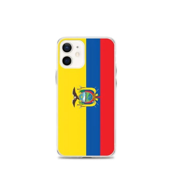 Mobilskal – Ekvadorflagga – Kompatibel med iPhone 12 mini – Mjuk fodral – Stöttålig och stötdämpande – Silikon – Pixelforma