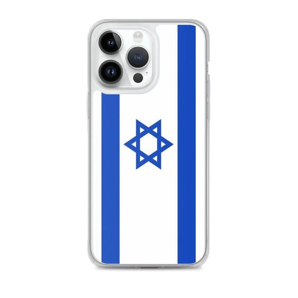 Telefonfodral – Israels flagga – Kompatibel med iPhone 14 Pro Max – Flexibelt fodral – Stöttålig och chockresistent – Silikon – Pixelforma