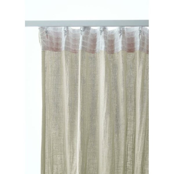 Set med 2 gardiner med rynkband "Gaïa" 140 x 240 cm "Gaze de Coton" - Gaia Vattenmelon - 2 paneler 140 x 240 cm
