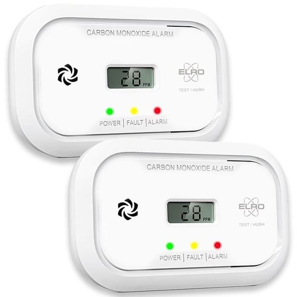 Koldioxiddetektor - ELRO - FC5010 - 2-Pack - Skärm - Larm 85 dB - Batterier 10 år