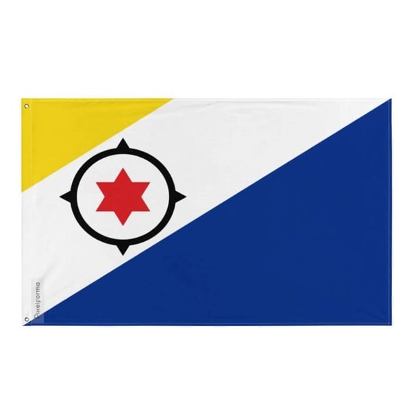 Bonaireflagga – 96 x 144 cm – Hållbar Polyester – 2 Metallöglor – Inomhus / Utomhus – Pixelforma