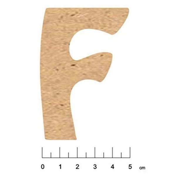 Terre & Bois Créations - MDF-klisterbokstäver 7,5cm Bokstav F