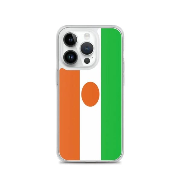 Telefonfodral – Nigerflagg – Kompatibel med iPhone 14 Pro – Flexibelt fodral – Slitstarkt och stöttåligt – Silikon – Pixelforma