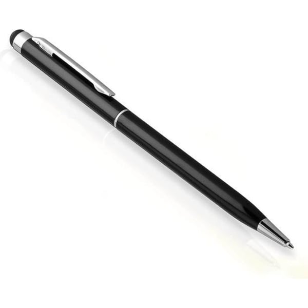 Stylet för pekskärm - Universell - Svart - Silikonspets - Inbyggd kulpenna - 11g