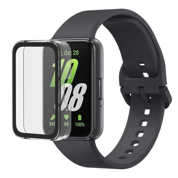 Samsung Galaxy Fit 3 Kompatibelt Klockfodral - Hårt Skyddsfodral Transparent Härdat Glas Skärmskydd