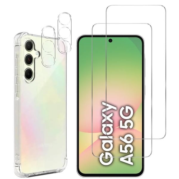Stötsäkert skal för Samsung Galaxy A56 5G och 2 skärmskydd i härdat glas och 2 kameraskydd Phonillico®