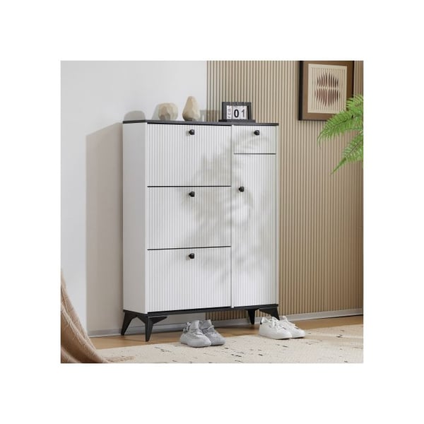 Skoopbevaring - MUVOE - 3 hylder - 1 skuffe - 1 dør - Moderne hvid