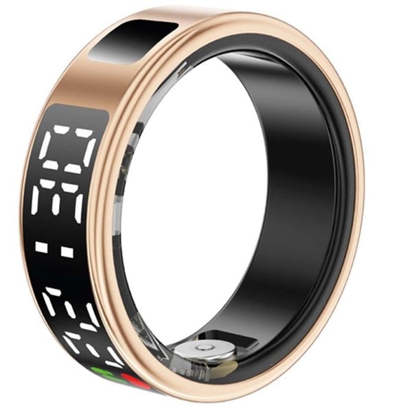 Ansluten Ring Storlek 8 Modell Saturn med LED-skärm och Guld Laddningsetui
