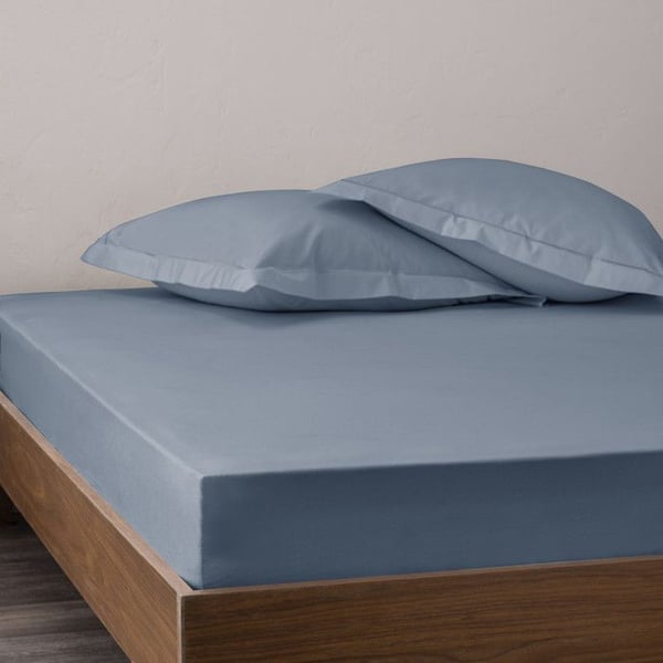 Drap housse percale "Julian" med 35 cm gummiband i alla storlekar 100% bomull - Julian Blue Jean - 160 x 200 cm med 35 cm gummiband