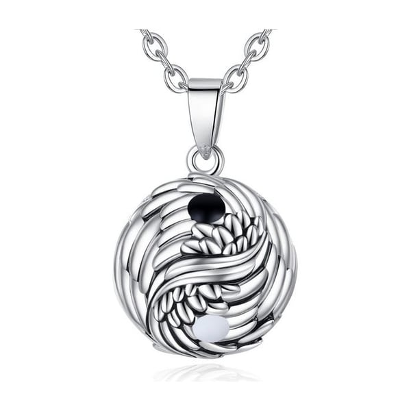 Graviditet bola fjädrar Yin och Yang halsband juvel framtida mamma