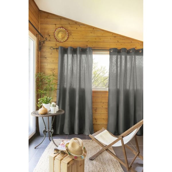 Set med 2 gardiner "Kala" i bomull 140 x 260 cm Effekten av fjäril - Kala Granit - 2 paneler 140 x 240 cm