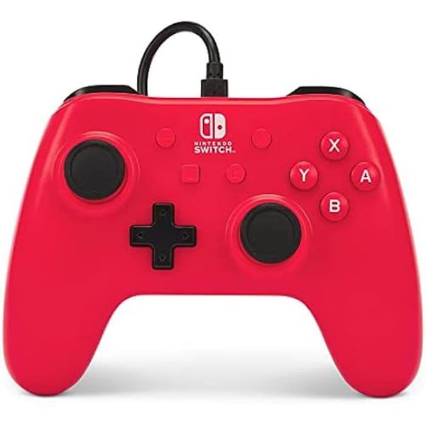 Trådbunden handkontroll till Nintendo Switch - POWERA - Trådbunden handkontroll - Raspberry Red - Trådbunden - Röd - Gamepad
