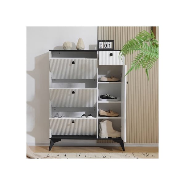 Skoopbevaring - MUVOE - 3 hylder - 1 skuffe - 1 dør - Moderne hvid