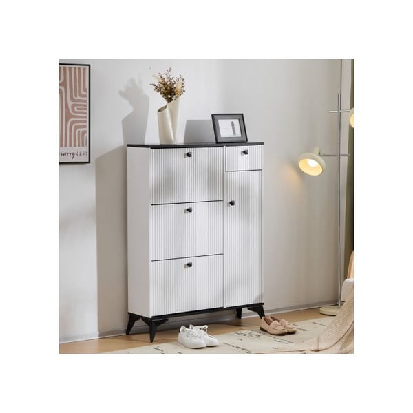 Skoopbevaring - MUVOE - 3 hylder - 1 skuffe - 1 dør - Moderne hvid