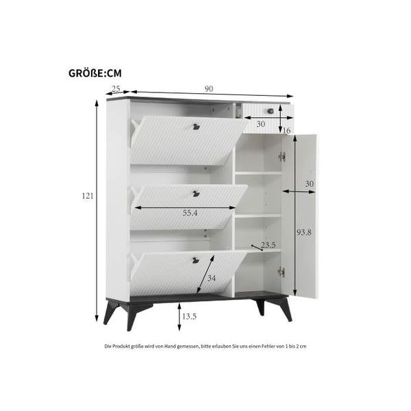 Skoopbevaring - MUVOE - 3 hylder - 1 skuffe - 1 dør - Moderne hvid