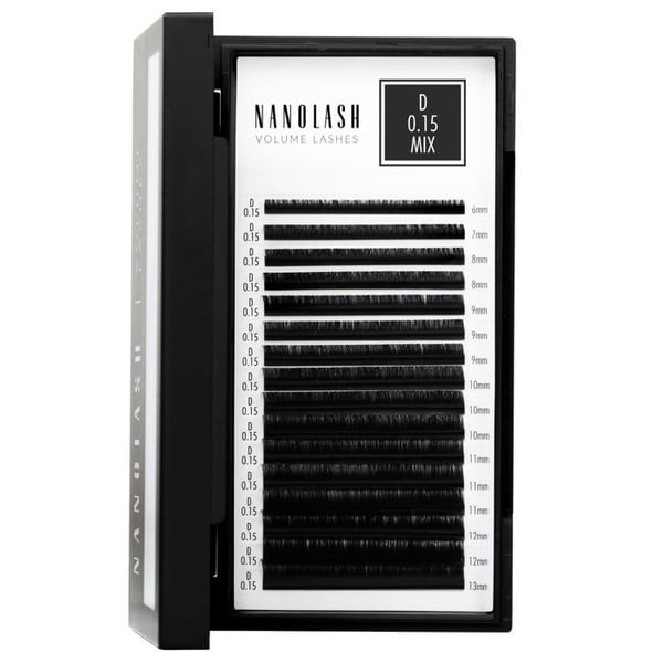 Extensions av fransar - NANOLASH - Volymfransar - 0,15 D lock - 6-13 mm - Svart