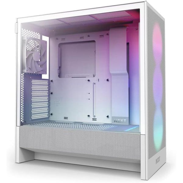 Mellemtårn ATX-kabinet - NZXT - CC-H52FW-R1 - H5 Flow RGB - Inkluderede RGB-vifter - Hvid - Optimeret køling
