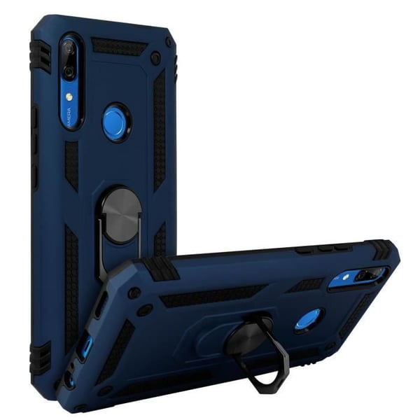 Coque - AVIZAR - Huawei P Smart / Y9 Prime 2019 - Bi-material - Videostöd-ring - Mörkblå