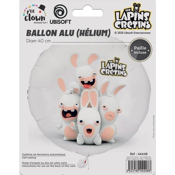 Dekorativballong - PTIT CLOWN - Galna Kaniner - Aluminium - 40 cm - Vit