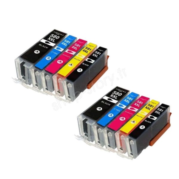 Kompatibla bläckpatroner - CANON - C580/C581 XL - 10-pack - Flerfärgad - Upp till 3000 sidor